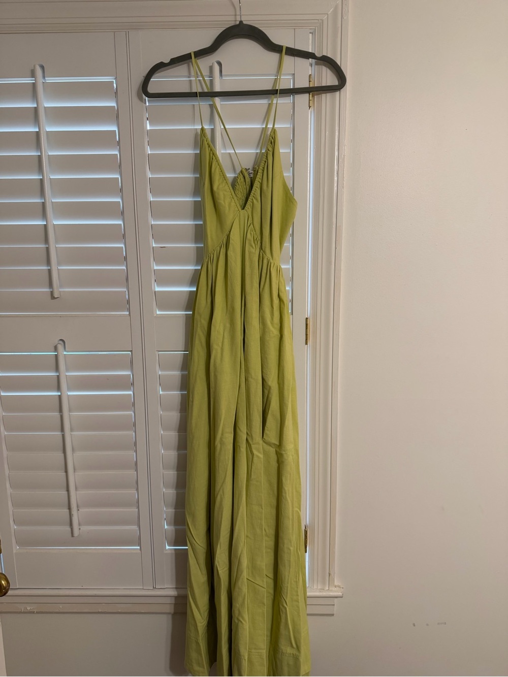 Line & Dot Lime Green Maxi Dress with Double Spaghetti Straps